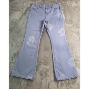 Thereabouts Juniors Mid Rise Flare Light Wash Floral Print Jeans Size 16.5 Plus